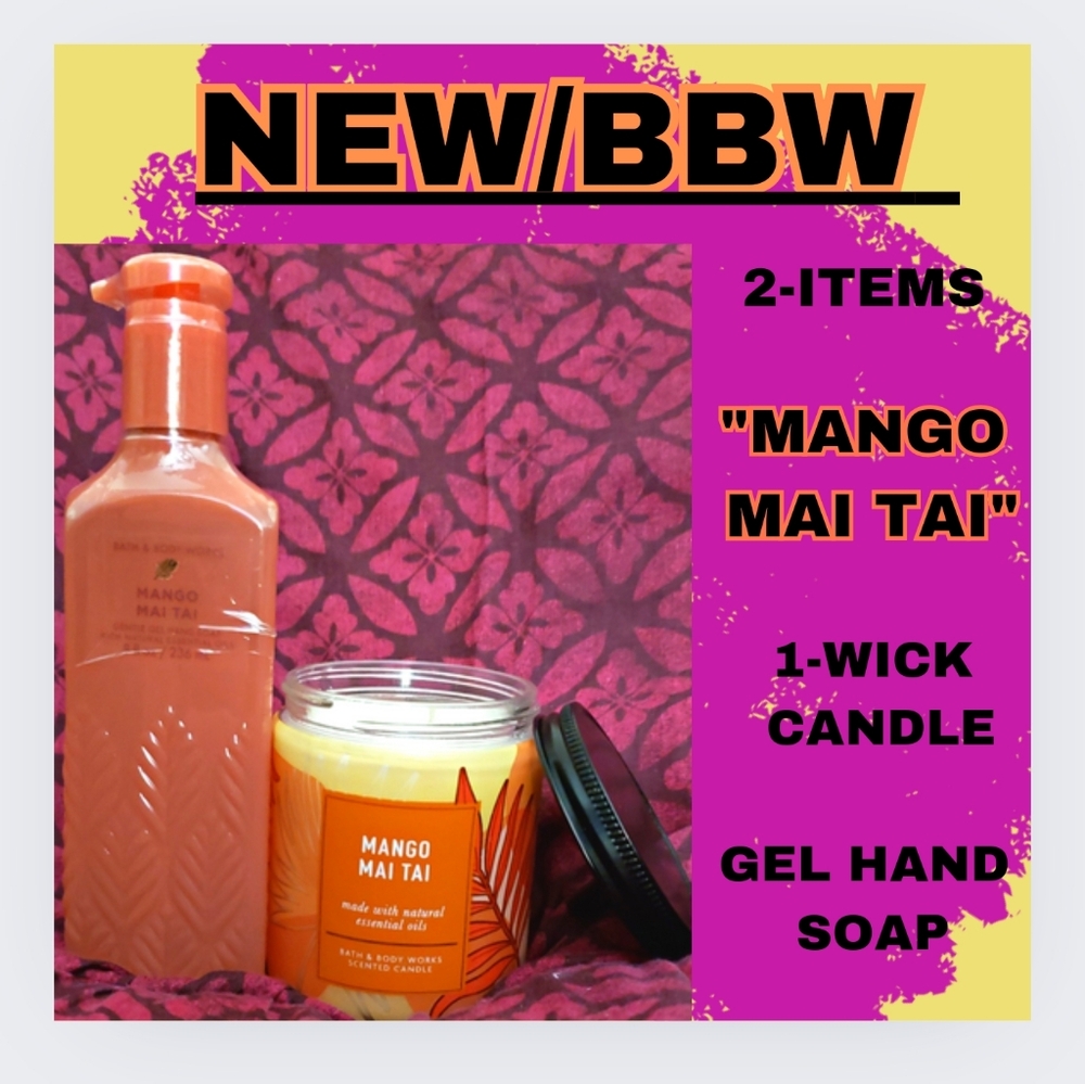 🔥 "MANGO MAI TAI" 2-ITEMS GEL HAND SOAP & 1-WICK CANDLE